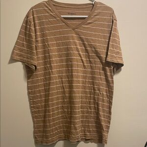 Goodfellow & Co Tan V-Neck Striped Tee
